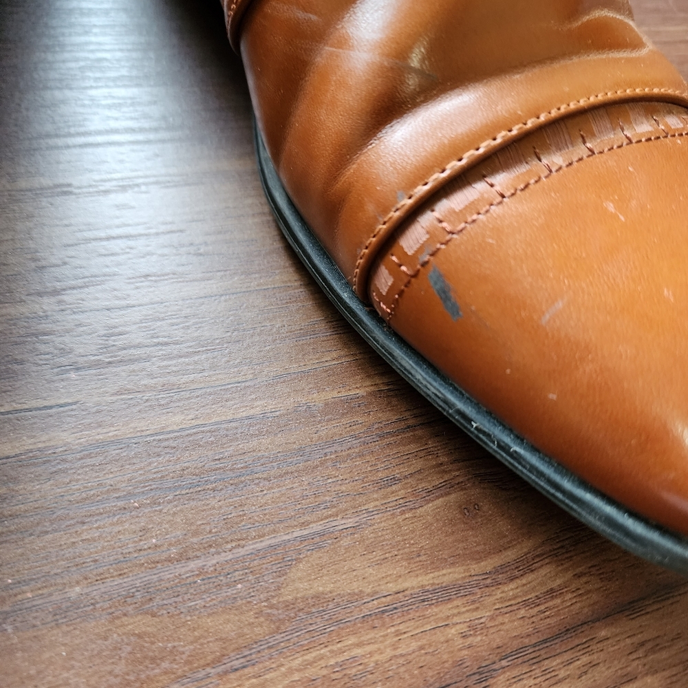 Stacy Adams Brown Dress Shoes with Velcro Strap - Picture 9 of 11